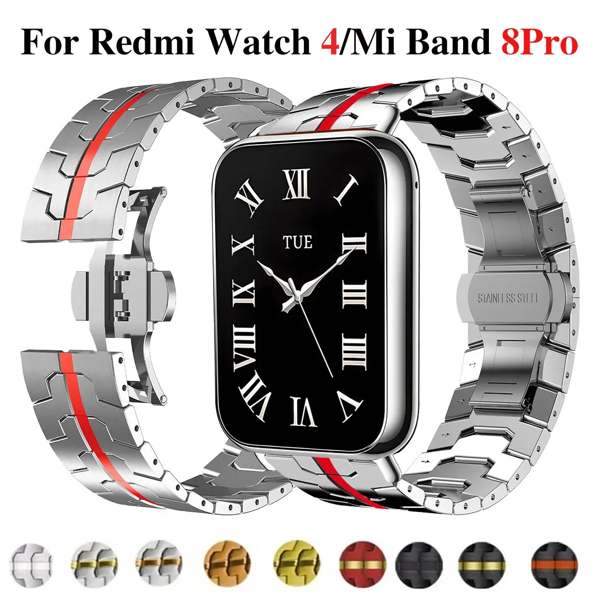 Ремешок из нержавеющей стали для Redmi Watch 4, металлический ремешок с пряжкой-бабочкой, деловой браслет для Xiaomi Mi Band 8 pro, браслет Correa
Ремешок из нержавеющей стали для Redmi Watch 4, металлический ремешок с пряжкой-бабочкой, деловой браслет для Xiaomi Mi Band 8 pro, браслет Correa