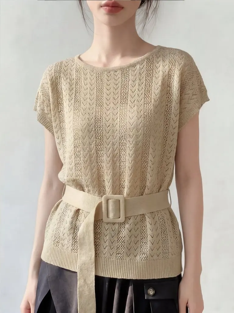 Retro Hollow out Knitted Top Women's Summer New Style Lightweight Maturity Design Sensation Waist Inward Knittedwear
Retro Hollow out Knitted Top Women's Summer New Style Lightweight Maturity Design Sensation Waist Inward Knittedwear