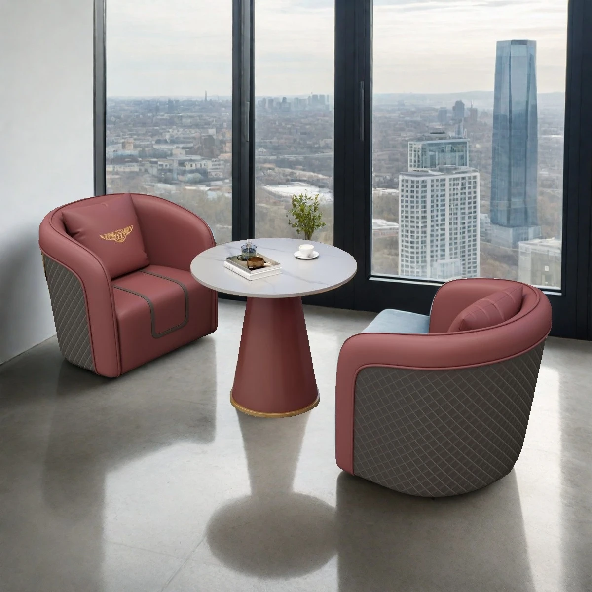 Light luxury hotel lobby sofa chair meeting guests negotiation table and chair combination
Light luxury hotel lobby sofa chair meeting guests negotiation table and chair combination
