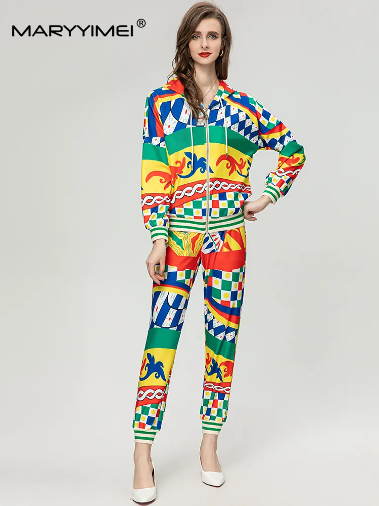 MARYYIMEI Autumn Winter Women Set Long sleeved Zipper Hooded Coat+trousers Print Casual sporty Two-piece set
MARYYIMEI Autumn Winter Women Set Long sleeved Zipper Hooded Coat+trousers Print Casual sporty Two-piece set
