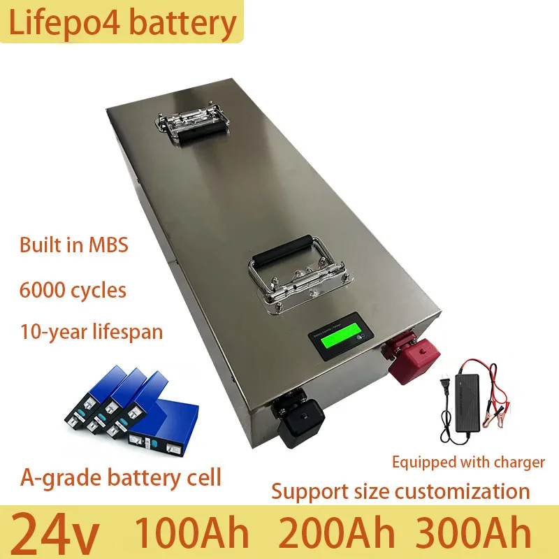 New 24V 100Ah 200Ah 300Ah LiFePO4 Battery Bluetooth BMS Grade A Lithium Iron Phosphate For Inverter Solar RV Boat camp golf cart
New 24V 100Ah 200Ah 300Ah LiFePO4 Battery Bluetooth BMS Grade A Lithium Iron Phosphate For Inverter Solar RV Boat camp golf cart