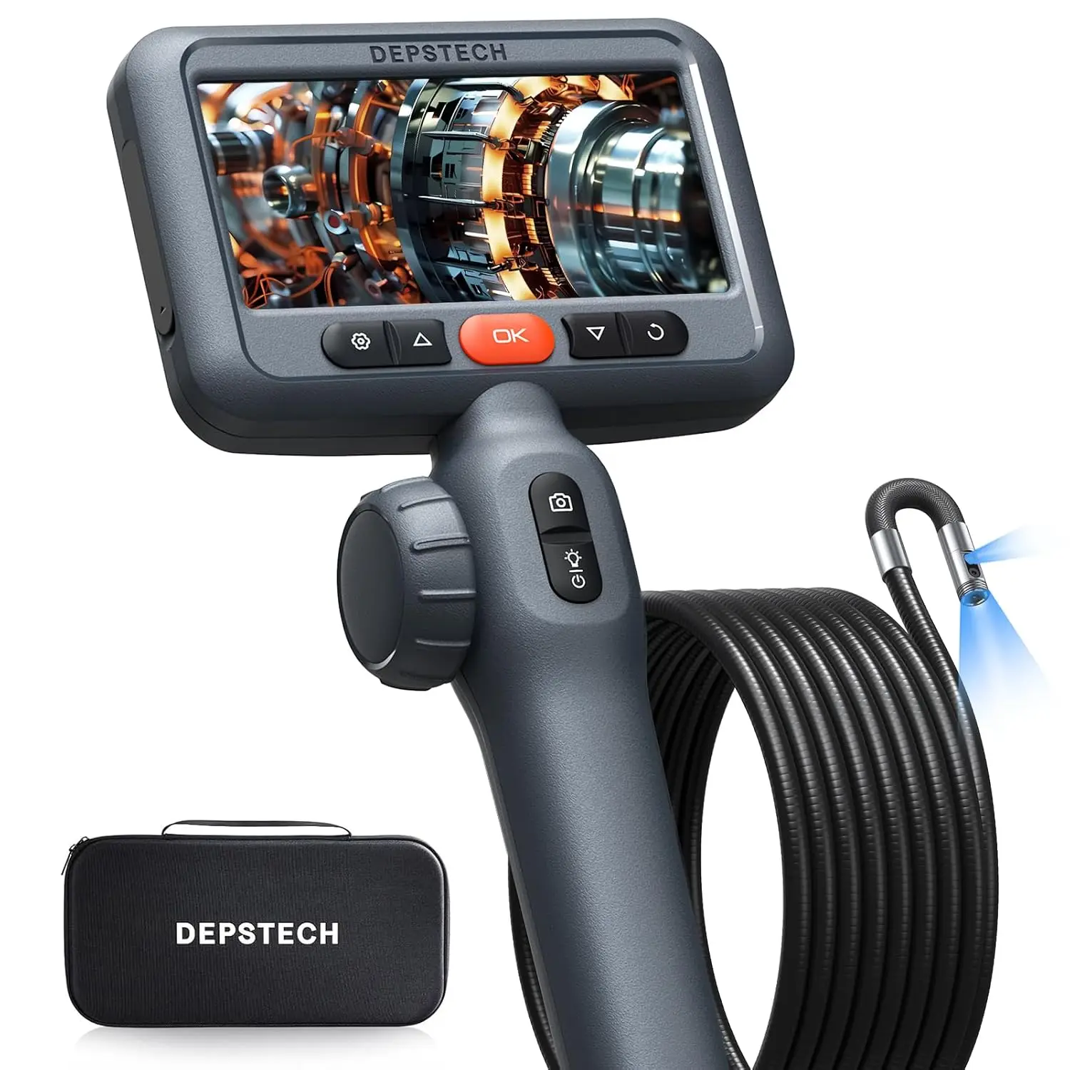 DEPSTECH 10FT Articulating Endoscope Camera with Light: Dual Lens Industrial Borescope with 4.5" Screen and Flexible Cable, Vide
DEPSTECH 10FT Articulating Endoscope Camera with Light: Dual Lens Industrial Borescope with 4.5" Screen and Flexible Cable, Vide