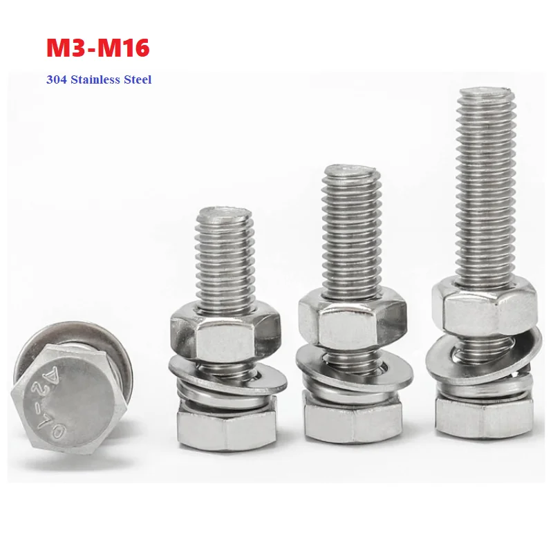 M3 M4 M5 M6 M8 M10 M12 M14 M16 304 Stainless Steel Hex Head Screws Nuts Flat Washers Lock Washers Kits Long Hexagon Bolt Set
M3 M4 M5 M6 M8 M10 M12 M14 M16 304 Stainless Steel Hex Head Screws Nuts Flat Washers Lock Washers Kits Long Hexagon Bolt Set