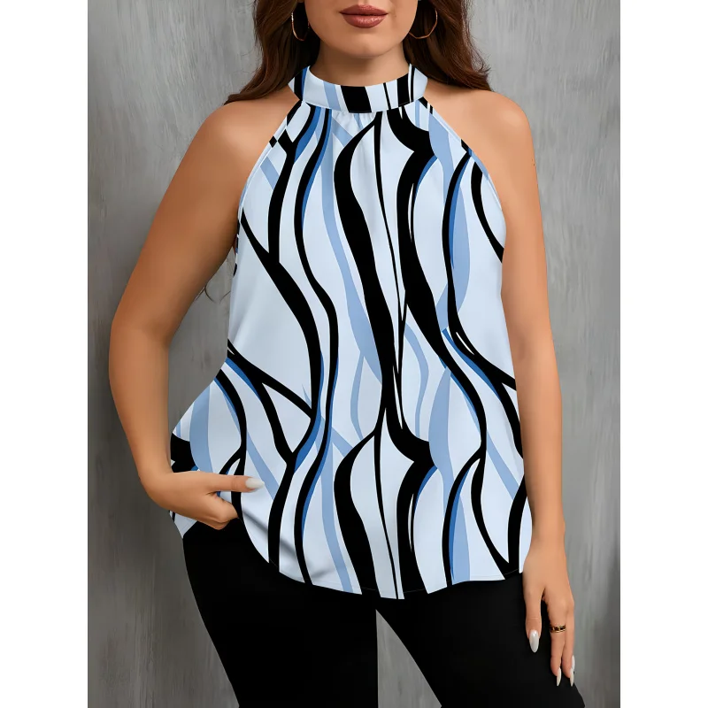 Women's Printed Sleeveless Top - Elegant Loose Fit Wide Strap Summer Top, Washable Casual
Women's Printed Sleeveless Top - Elegant Loose Fit Wide Strap Summer Top, Washable Casual