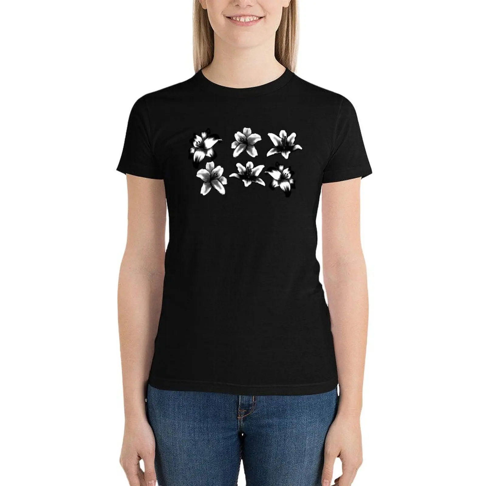 Beautiful black and white lily design T-Shirt funny tees animal print shirt for girls white t shirts for Women
Beautiful black and white lily design T-Shirt funny tees animal print shirt for girls white t shirts for Women