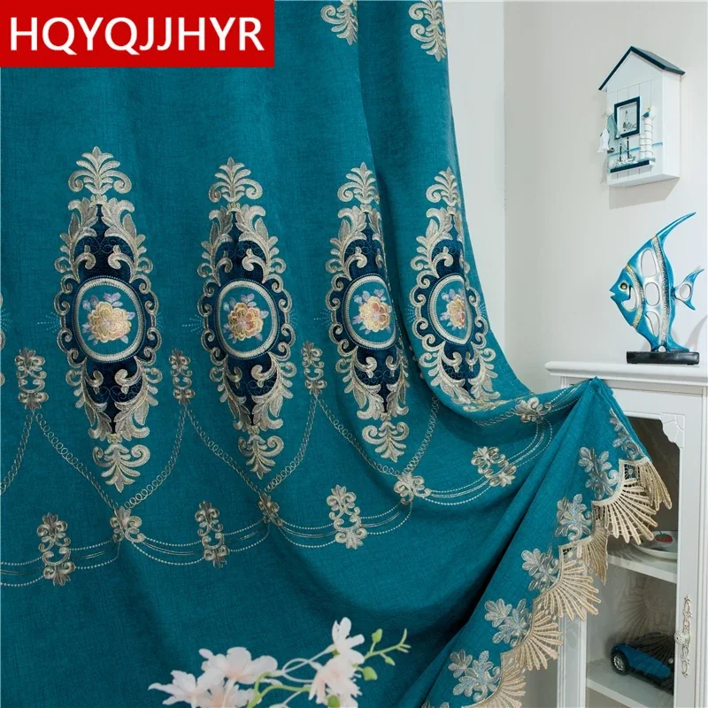 HQYQJJHYR European Blue Thick Chenille Velvet Golden Embroidered Blackout Villa Living Room Bedroom Kitchen Curtains
HQYQJJHYR European Blue Thick Chenille Velvet Golden Embroidered Blackout Villa Living Room Bedroom Kitchen Curtains