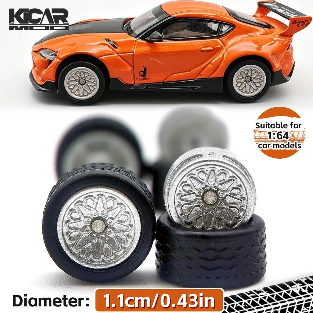 1/64 Silver and Gold Wheels with Detachable Rubber Tires for Hot Wheels Advan GT Diecast Model Car Refitting-11mm Rim Set
1/64 Silver and Gold Wheels with Detachable Rubber Tires for Hot Wheels Advan GT Diecast Model Car Refitting-11mm Rim Set