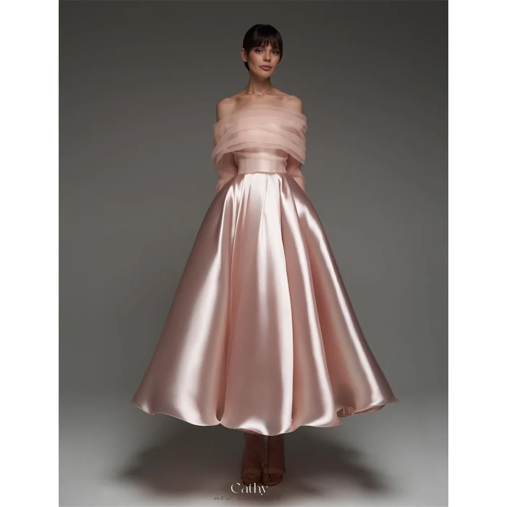 Cathy Customized Pink Off Shoulder A-Line Prom Dresses Pleated Long Sleeve vestidos de noiva Elegant Ankle-Length Formal Evening
Cathy Customized Pink Off Shoulder A-Line Prom Dresses Pleated Long Sleeve vestidos de noiva Elegant Ankle-Length Formal Evening