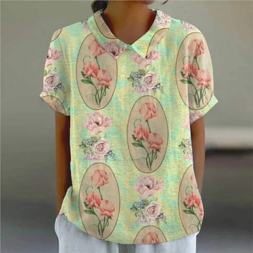 Summer Women Blouse Hawaii Cartoon Puppy Printed T-Shirts Fashion Lapel Short Sleeve Tees Tops Women Casual Pulovers Clothing
Summer Women Blouse Hawaii Cartoon Puppy Printed T-Shirts Fashion Lapel Short Sleeve Tees Tops Women Casual Pulovers Clothing