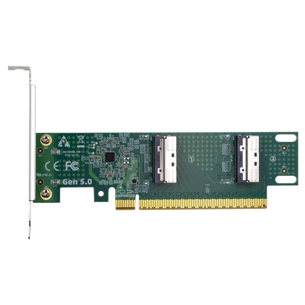 PCI-Express 16x PCIE5.0 к Dual MCIO 8i SFF-TA-1016 Mini Cool Edge IO VROC Virtual RAID-адаптеру для материнской платы SSD Видеокарта 
PCI-Express 16x PCIE5.0 к Dual MCIO 8i SFF-TA-1016 Mini Cool Edge IO VROC Virtual RAID-адаптеру для материнской платы SSD Видеокарта