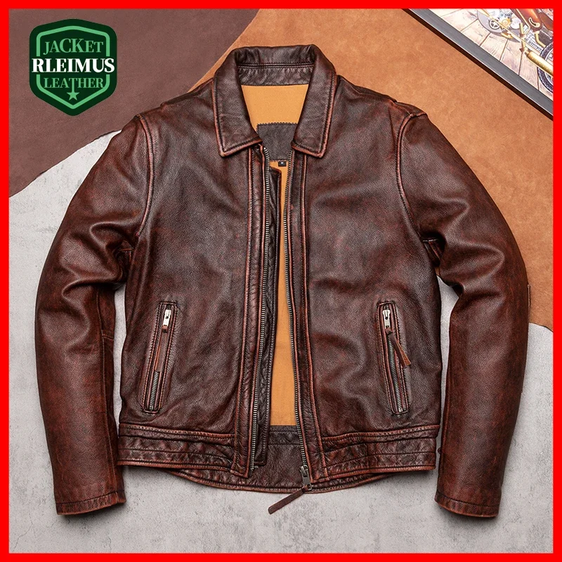 Men Leather Jacket Swallow Tailed Vintage Motorcycle Jacket Cowhide Slim Fit Fashion Motorcycle Jacket Short Dropshipping
Men Leather Jacket Swallow Tailed Vintage Motorcycle Jacket Cowhide Slim Fit Fashion Motorcycle Jacket Short Dropshipping