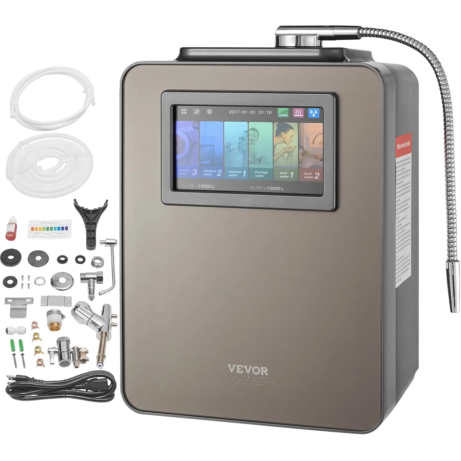 Alkaline Water Ionizer Machine, pH 2.5-11.2 Alkaline Acidic Hydrogen Water Purifier, 6 Water Settings Home Filtration System
Alkaline Water Ionizer Machine, pH 2.5-11.2 Alkaline Acidic Hydrogen Water Purifier, 6 Water Settings Home Filtration System