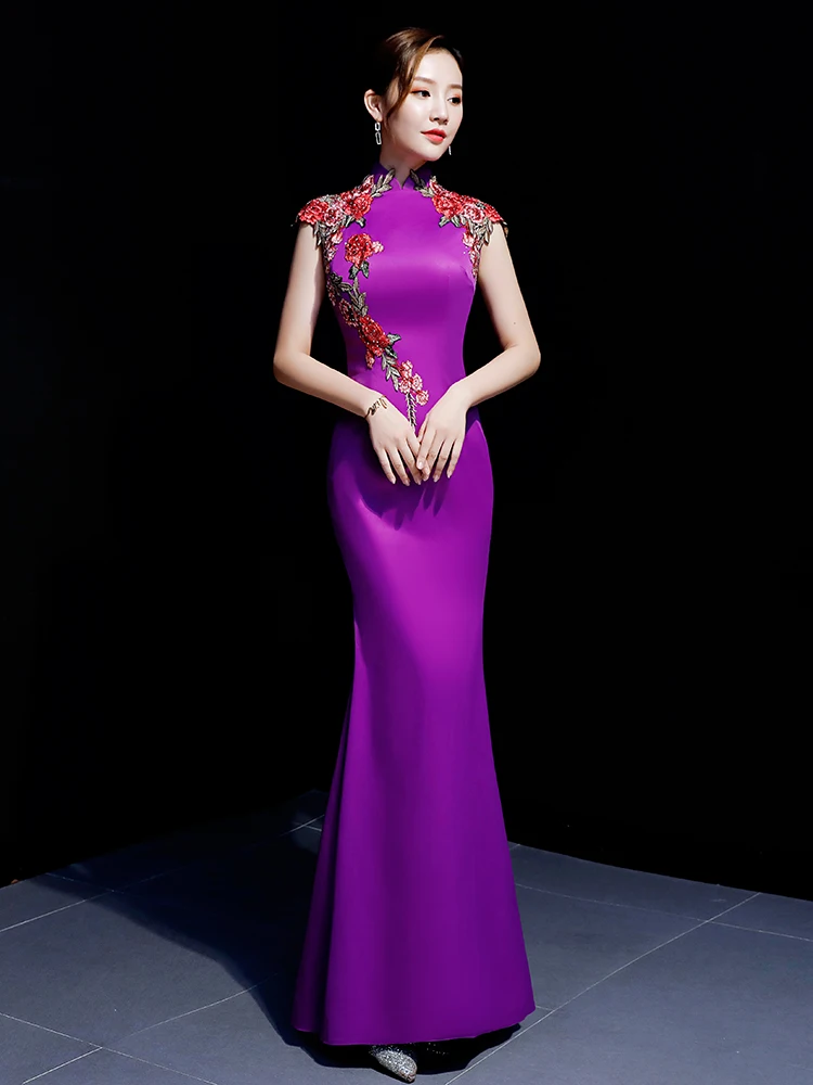 Ele Long Evening Gown with Embroidery Fi Tail Design for up Model Performance Purple mid Waist Zipper Sle
Ele Long Evening Gown with Embroidery Fi Tail Design for up Model Performance Purple mid Waist Zipper Sle