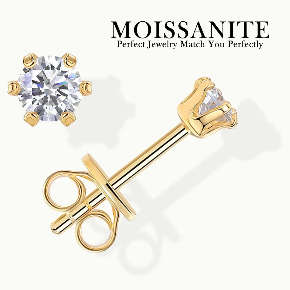 0.1ct/0.3ct/0.5ct/1ct Moissanite Stud Earrings – 18K Gold Plated S925 Silver, Perfect Gift for Anniversaries and Weddings
0.1ct/0.3ct/0.5ct/1ct Moissanite Stud Earrings – 18K Gold Plated S925 Silver, Perfect Gift for Anniversaries and Weddings