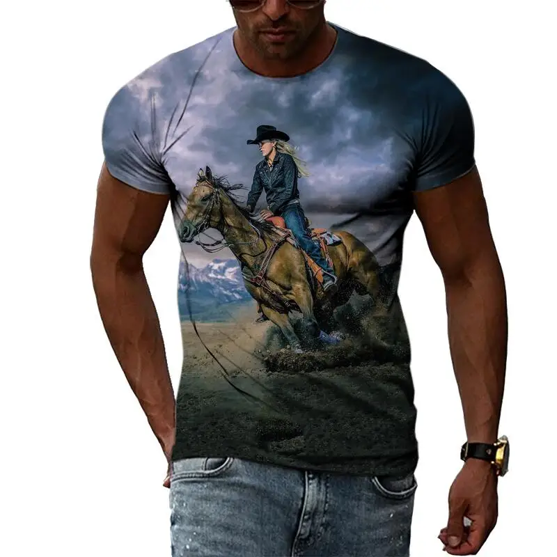 New Tide Summer Fashion Horse Picture T-shirts Casual Print Tees Hip Hop Personality Round Neck Short Sleeve Tops
New Tide Summer Fashion Horse Picture T-shirts Casual Print Tees Hip Hop Personality Round Neck Short Sleeve Tops