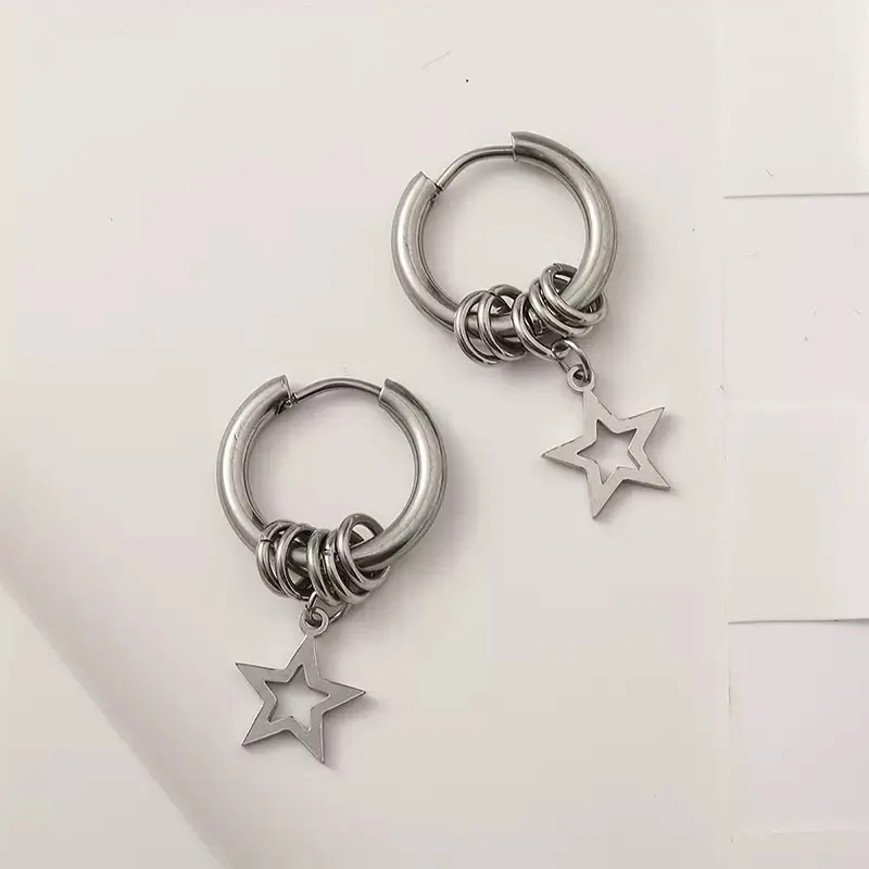 Personality Design Pentagram Ear Buckle HipHop Simple Circle Earrings Women Daily Jewelry
Personality Design Pentagram Ear Buckle HipHop Simple Circle Earrings Women Daily Jewelry