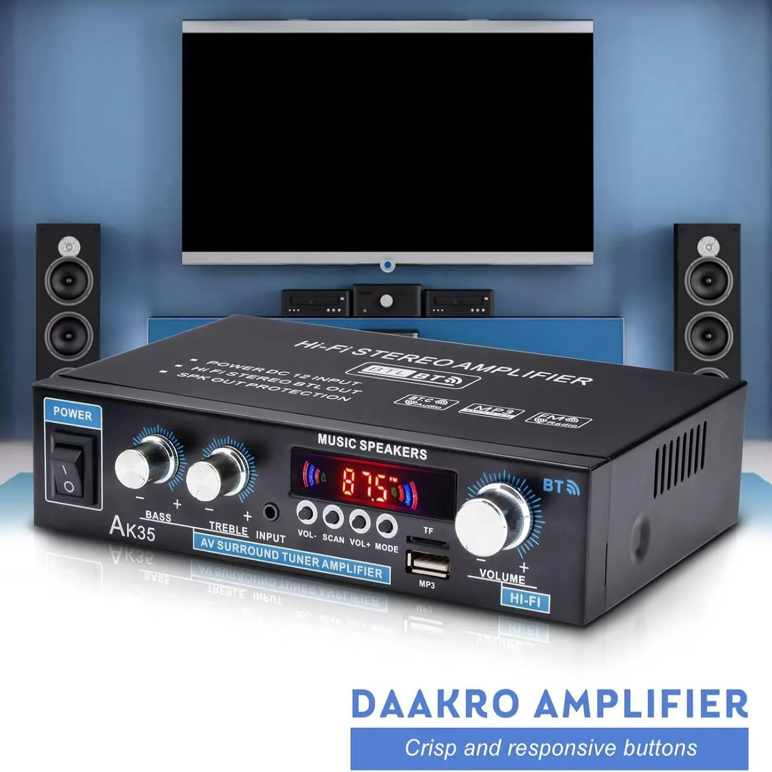 30 Вт HiFi цифровой Bluetooth-усилитель для автомобиля, дома, размер 19*12,5*4,5 см с устройством чтения карт USB/SD FM-радио 2,0-канальный AV-усилитель
30 Вт HiFi цифровой Bluetooth-усилитель для автомобиля, дома, размер 19*12,5*4,5 см с устройством чтения карт USB/SD FM-радио 2,0-канальный AV-усилитель