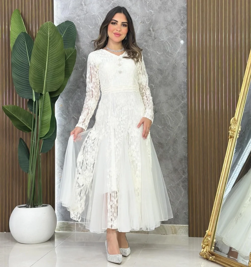 Customized Grace Long Sleeves Wedding Party Dress Pleat Lace A-line Midi Dresses Bespoke Occasion Formal Evening Classic
Customized Grace Long Sleeves Wedding Party Dress Pleat Lace A-line Midi Dresses Bespoke Occasion Formal Evening Classic