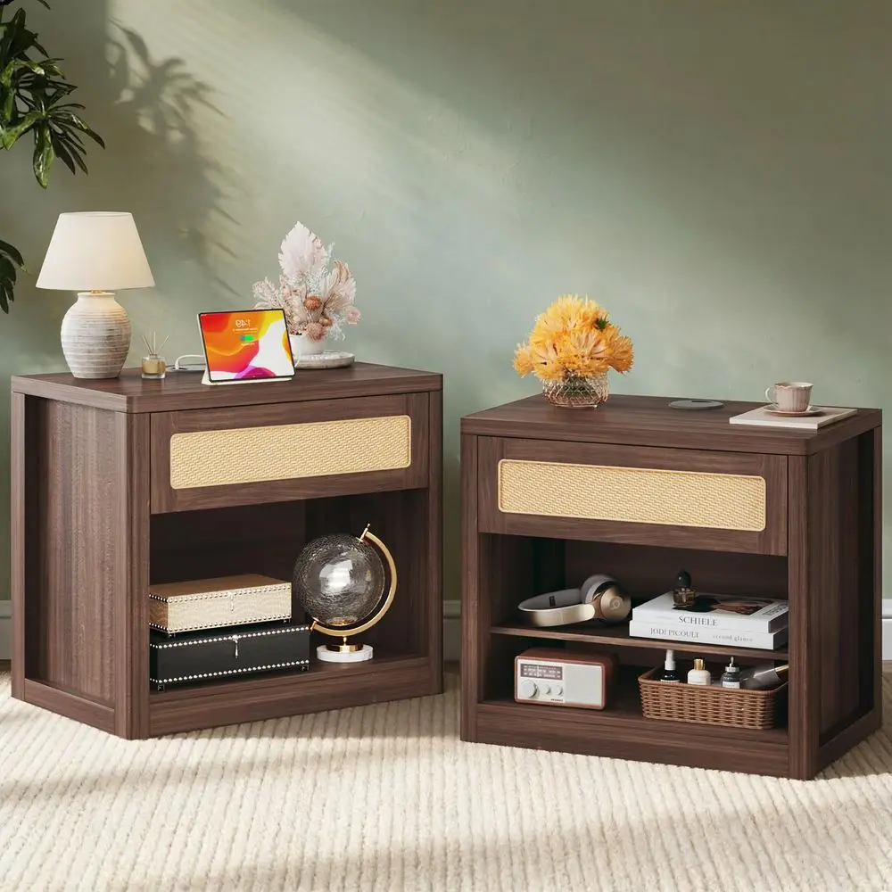 Nightstand Set of 2, 26 Mid Century Modern Wooden Night Stand, Rustic Bedside Table with Rattan Drawer, Large Side End Table wit
Nightstand Set of 2, 26 Mid Century Modern Wooden Night Stand, Rustic Bedside Table with Rattan Drawer, Large Side End Table wit