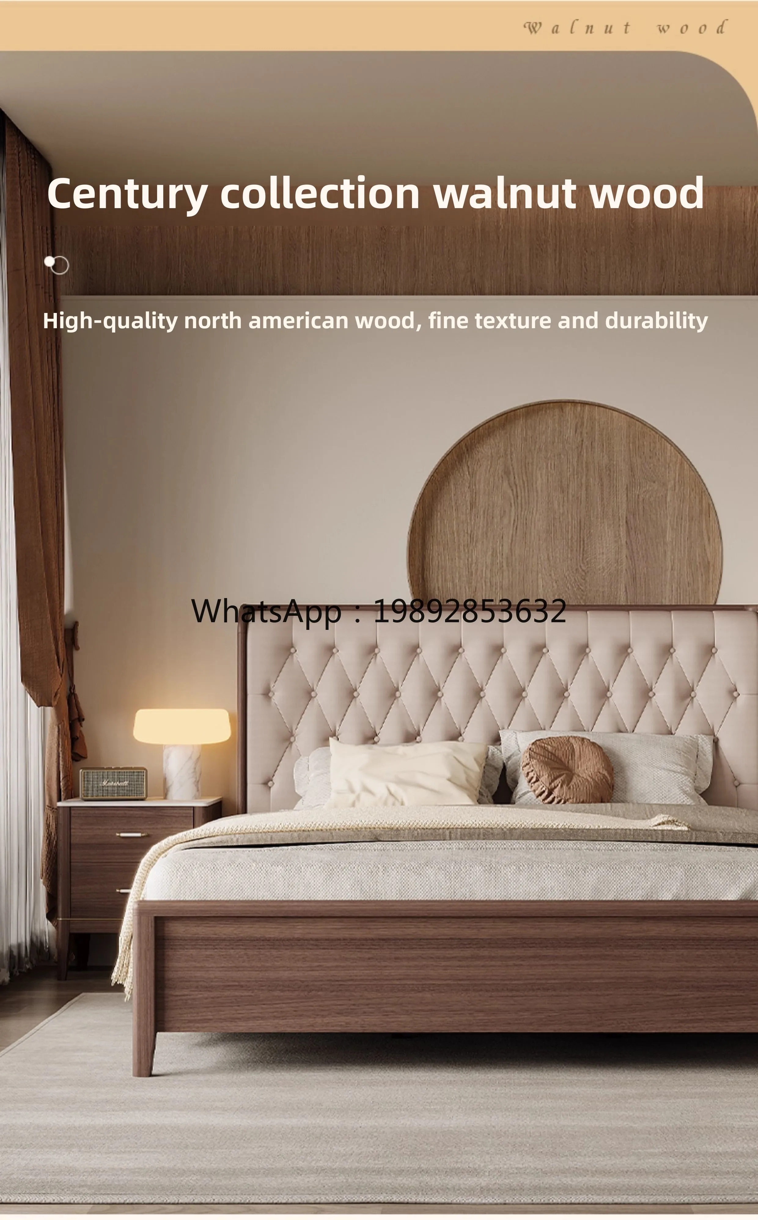 YFY Wood Art American Style Solid Wood Bed 1.8m Walnut Wood Vintage Style Double Master Bedroom Genuine Leather Bed
YFY Wood Art American Style Solid Wood Bed 1.8m Walnut Wood Vintage Style Double Master Bedroom Genuine Leather Bed