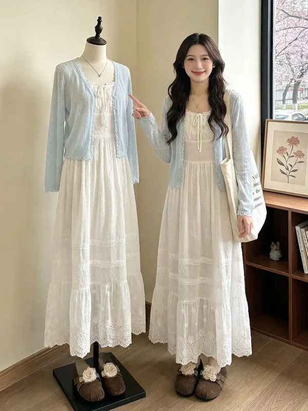 Large Size Women's Summer Outfit Lace Dress with Strap Top Cardigan Two-Piece Set Fashionable Casual Commute Style
Large Size Women's Summer Outfit Lace Dress with Strap Top Cardigan Two-Piece Set Fashionable Casual Commute Style