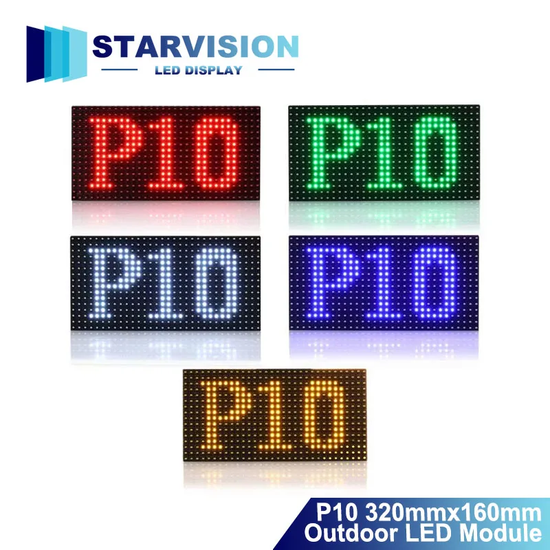 P10 Outdoor LED Module 320x160mm IP65 Waterproof High Brightness RGB Full Color LED Screen Display Board for Street Advertising
P10 Outdoor LED Module 320x160mm IP65 Waterproof High Brightness RGB Full Color LED Screen Display Board for Street Advertising