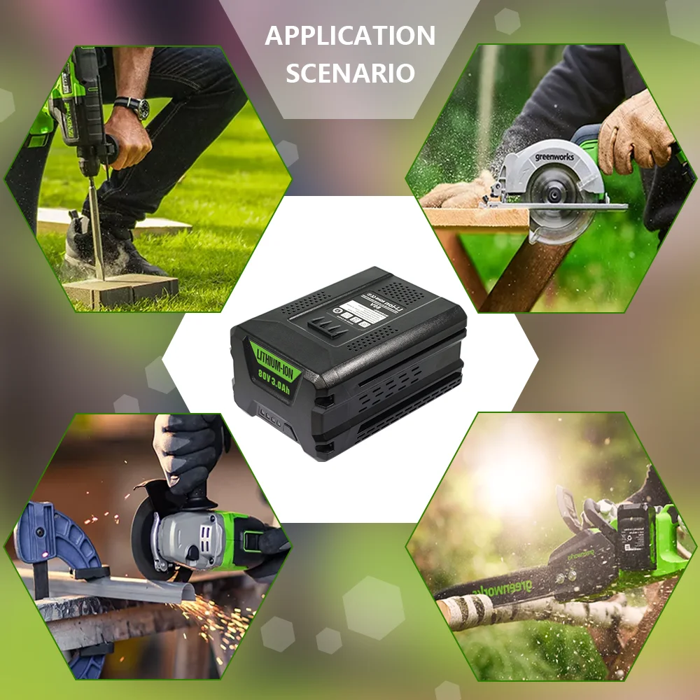 for Greenworks 80V Lithium-Ion Tool Battery 1.5-3Ah Compatible with GBA80200/250/400/500 Series Mainly for Model GBA80300
for Greenworks 80V Lithium-Ion Tool Battery 1.5-3Ah Compatible with GBA80200/250/400/500 Series Mainly for Model GBA80300