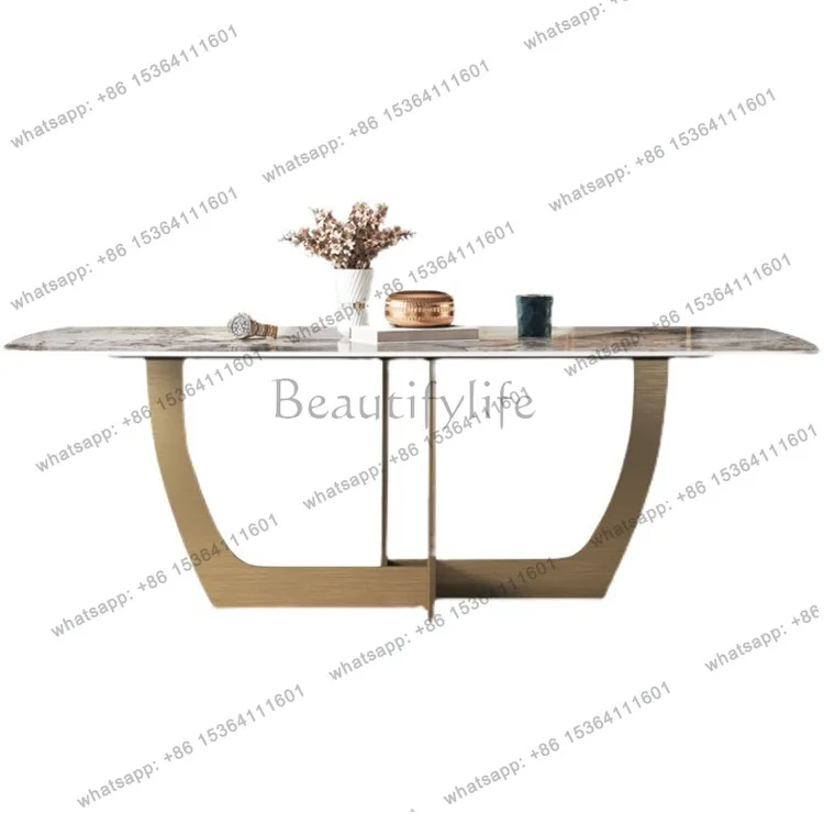 Italian light luxury bright rock slab dining table modern simple knife word rectangular designer dining table
Italian light luxury bright rock slab dining table modern simple knife word rectangular designer dining table