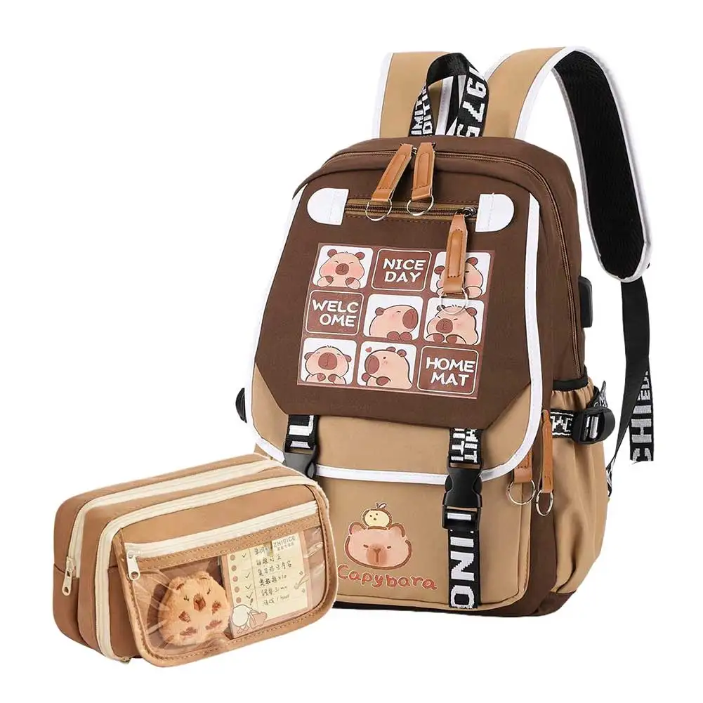 Capybara Flap Backpack with Pencil Case Fashion Casual Nylon Cute Bag Large Capacity Bookbag Animal Cartoon Daypack for Teens
Capybara Flap Backpack with Pencil Case Fashion Casual Nylon Cute Bag Large Capacity Bookbag Animal Cartoon Daypack for Teens