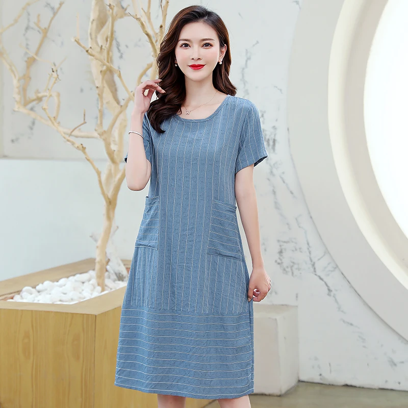 2023 Summer Striped Dress Women Vintage Casual Loose Short Sleeve Elegant Dresses Summer Clothes for Women
2023 Summer Striped Dress Women Vintage Casual Loose Short Sleeve Elegant Dresses Summer Clothes for Women