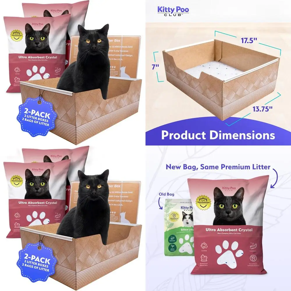 Durable 2-Pack Disposable Cat Litter Boxes with 2 Bags Silica Litter | Effective Odor Control & Eco-Friendly | Ideal for Travel,
Durable 2-Pack Disposable Cat Litter Boxes with 2 Bags Silica Litter | Effective Odor Control & Eco-Friendly | Ideal for Travel,
