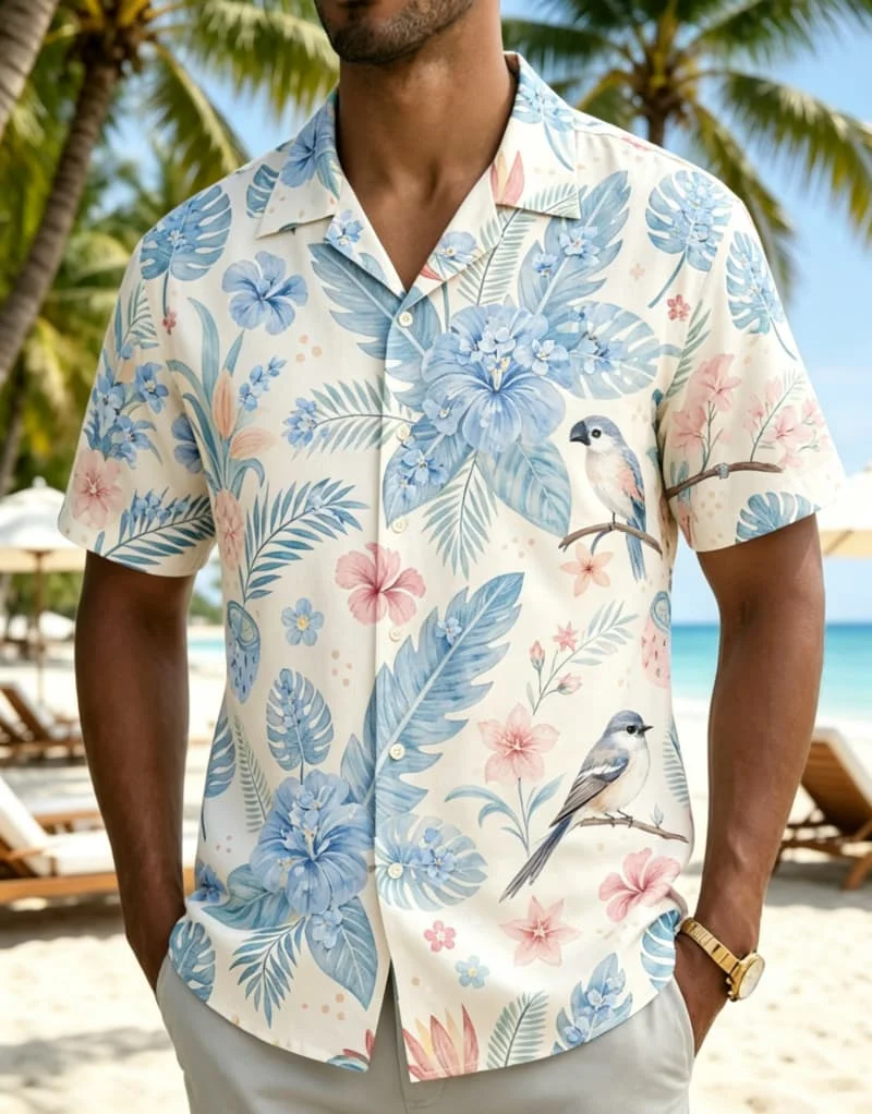 Men's Floral Bird Print Hawaiian Shirt, Casual Vacation Style for Summer Beach Trips, Daily Wear, Parties & Weekend Getaways
Men's Floral Bird Print Hawaiian Shirt, Casual Vacation Style for Summer Beach Trips, Daily Wear, Parties & Weekend Getaways