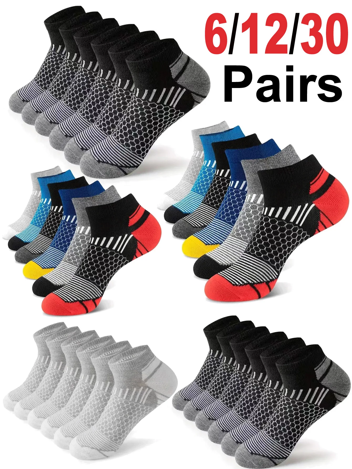 6/12 пар мужских коротких спортивных носков — влагоотводящие, дышащие, всесезонные спортивные носки
6/12 пар мужских коротких спортивных носков — влагоотводящие, дышащие, всесезонные спортивные носки