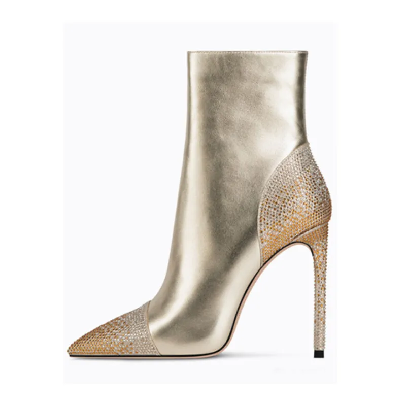 New Autumn and Winter Women's Ankle Boots Fashion Elegant Rhinestone High-heeled Boots Golden Silver Banquet Women's Boots
New Autumn and Winter Women's Ankle Boots Fashion Elegant Rhinestone High-heeled Boots Golden Silver Banquet Women's Boots