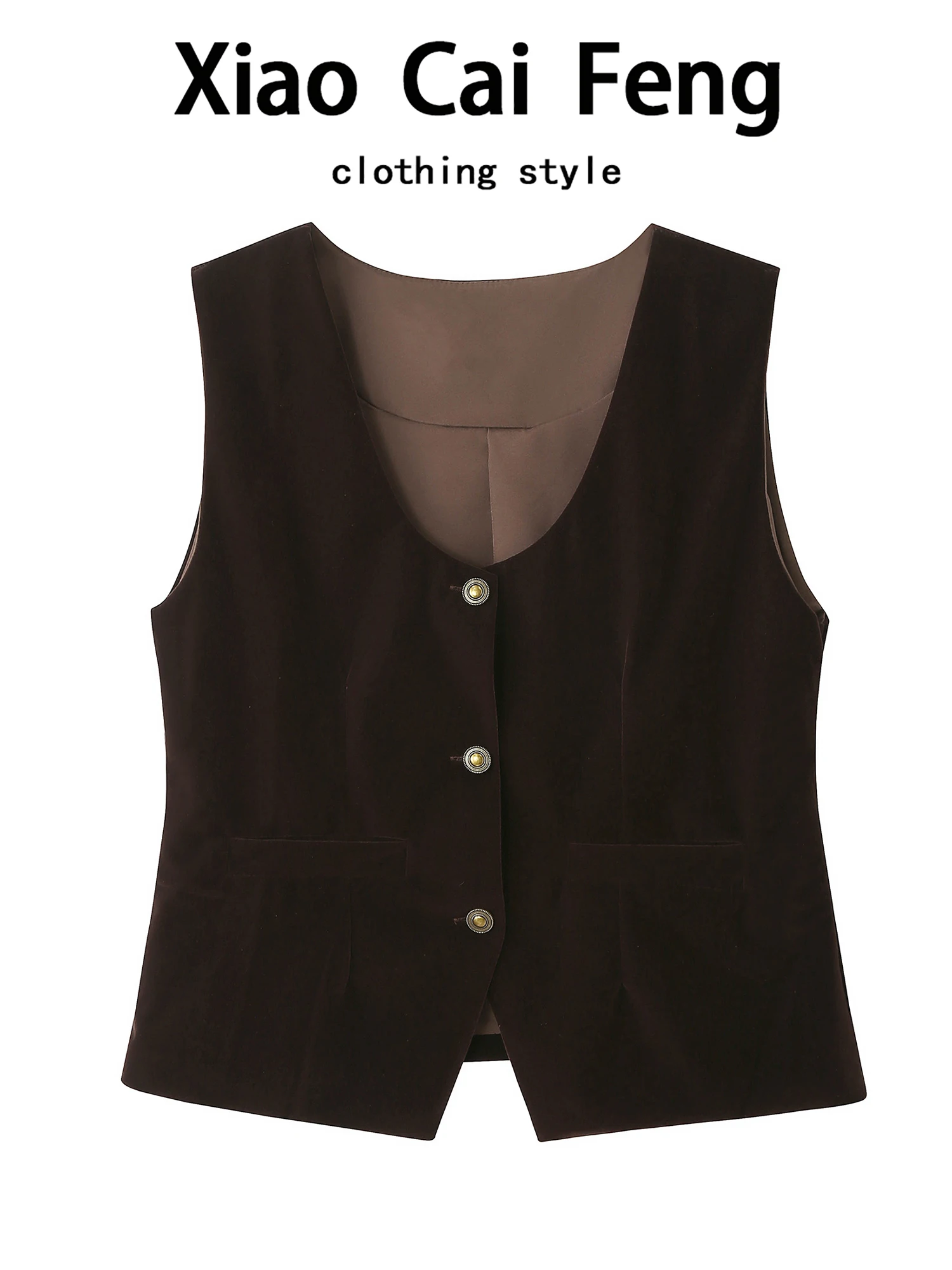 Velvet Vest Outerwear Women's Faion Autumn U-Ne Waist-Cinching Svel ort-Sle Tank Top Single-Button Closure
Velvet Vest Outerwear Women's Faion Autumn U-Ne Waist-Cinching Svel ort-Sle Tank Top Single-Button Closure