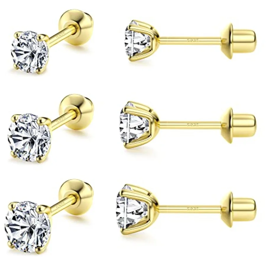 925 Sterling Stud Earrings 18K White Plated Screw Back Earrings for Women Girls Hypoallergenic Cubic Zirconia Earrings Studs 3M
925 Sterling Stud Earrings 18K White Plated Screw Back Earrings for Women Girls Hypoallergenic Cubic Zirconia Earrings Studs 3M
