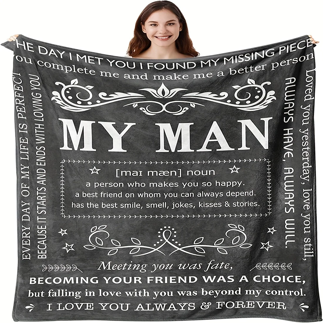 MY MAN: A Cozy and Comforting Blanket Full of Love, Appreciation, and Forever Commitment to Warm Your Heart"
MY MAN: A Cozy and Comforting Blanket Full of Love, Appreciation, and Forever Commitment to Warm Your Heart"