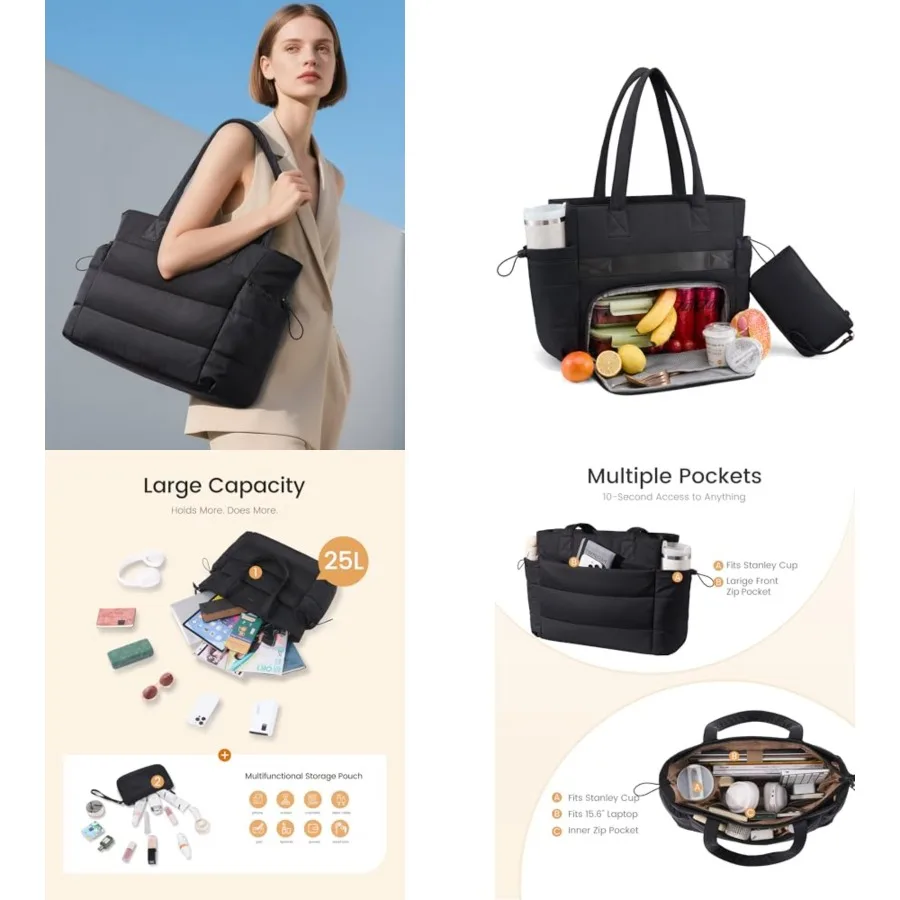 LOVEVOOK Tote Bag for Women with Giant Tumbler Holder Pocket, Puffer Work Travel Laptop Handbag with Zipper for Nurse Teacher
LOVEVOOK Tote Bag for Women with Giant Tumbler Holder Pocket, Puffer Work Travel Laptop Handbag with Zipper for Nurse Teacher