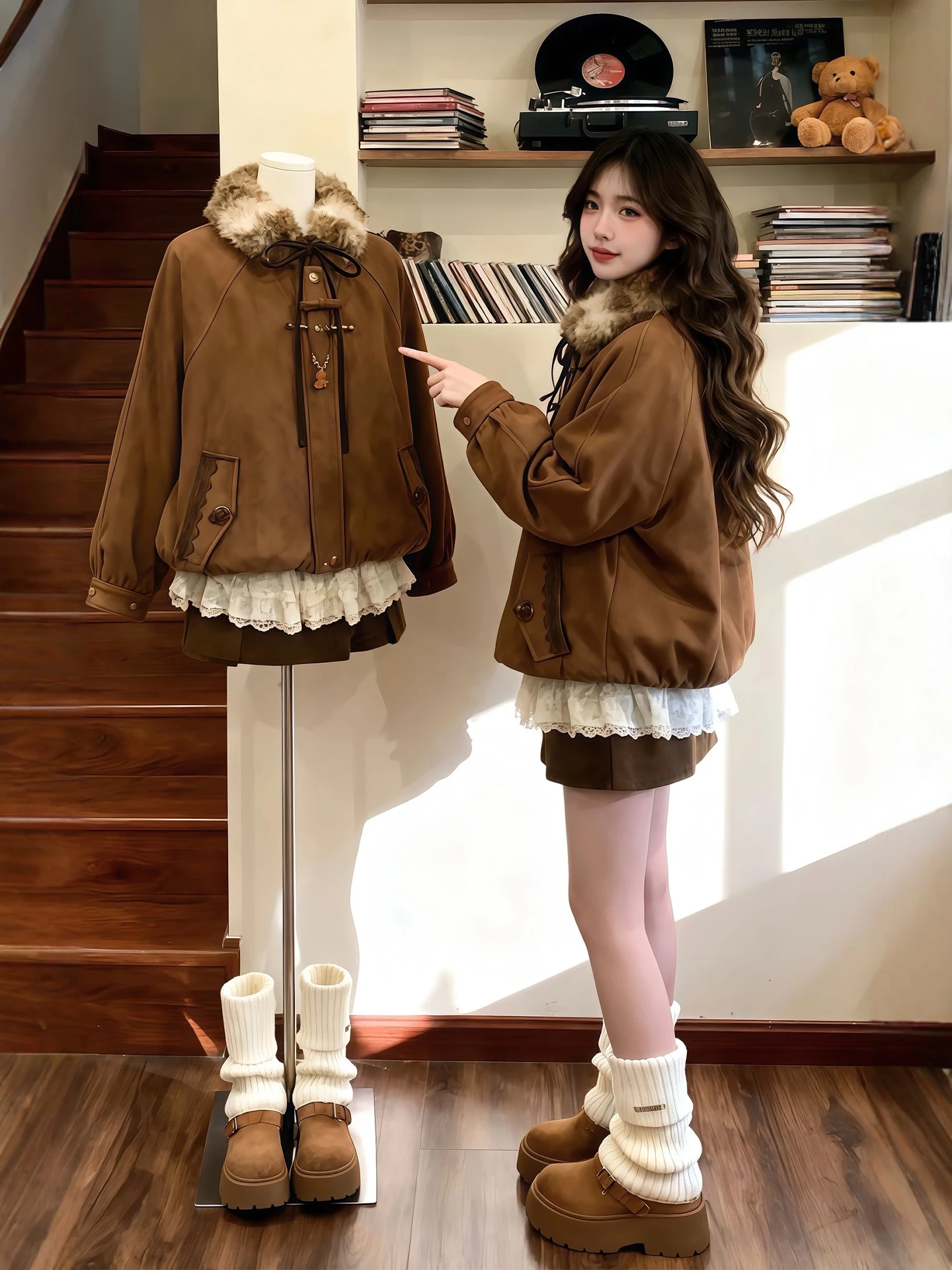 Winter Fashion Brown Fur Collar Jacket Shirt Skirt Three Piece Set Women's plus Size Clothing Warm Polyester Fabric
Winter Fashion Brown Fur Collar Jacket Shirt Skirt Three Piece Set Women's plus Size Clothing Warm Polyester Fabric