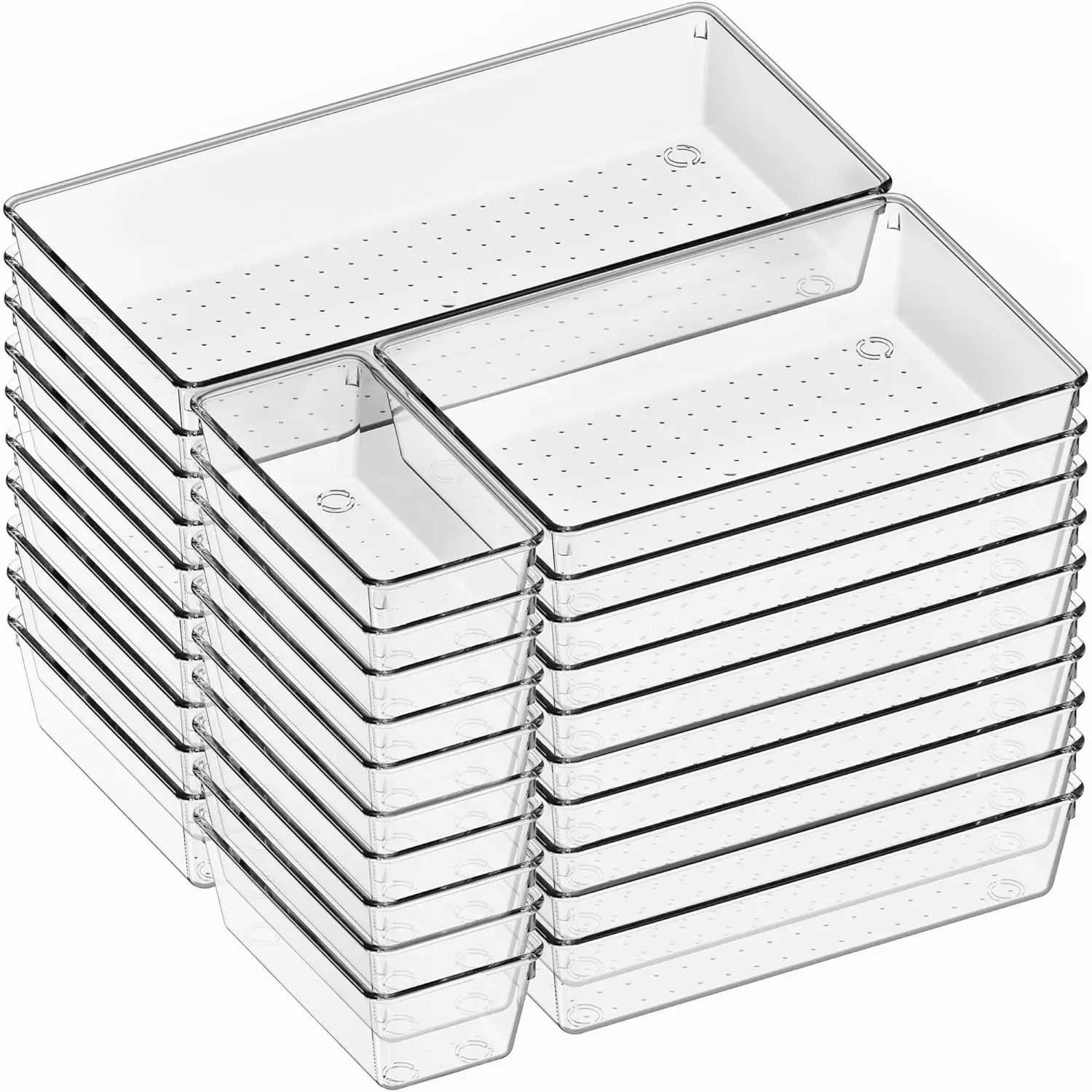 Pack Large Clear Plastic Drawer Organizer Bins - Acrylic Kitchen Drawer Organization and Storage Dividers for Utensils Gadgets
Pack Large Clear Plastic Drawer Organizer Bins - Acrylic Kitchen Drawer Organization and Storage Dividers for Utensils Gadgets