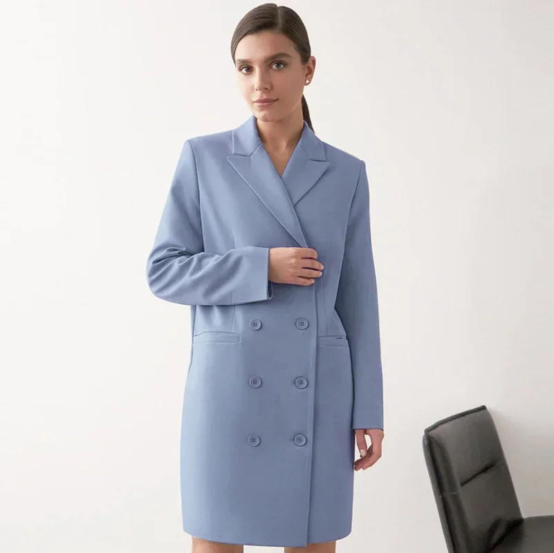 Women Double Breasted Elegant Office Blazer Dress Fashion Blue Casual Suit 2023 New Long Sleeve Solid Colors Work Blazer Dresses
Women Double Breasted Elegant Office Blazer Dress Fashion Blue Casual Suit 2023 New Long Sleeve Solid Colors Work Blazer Dresses