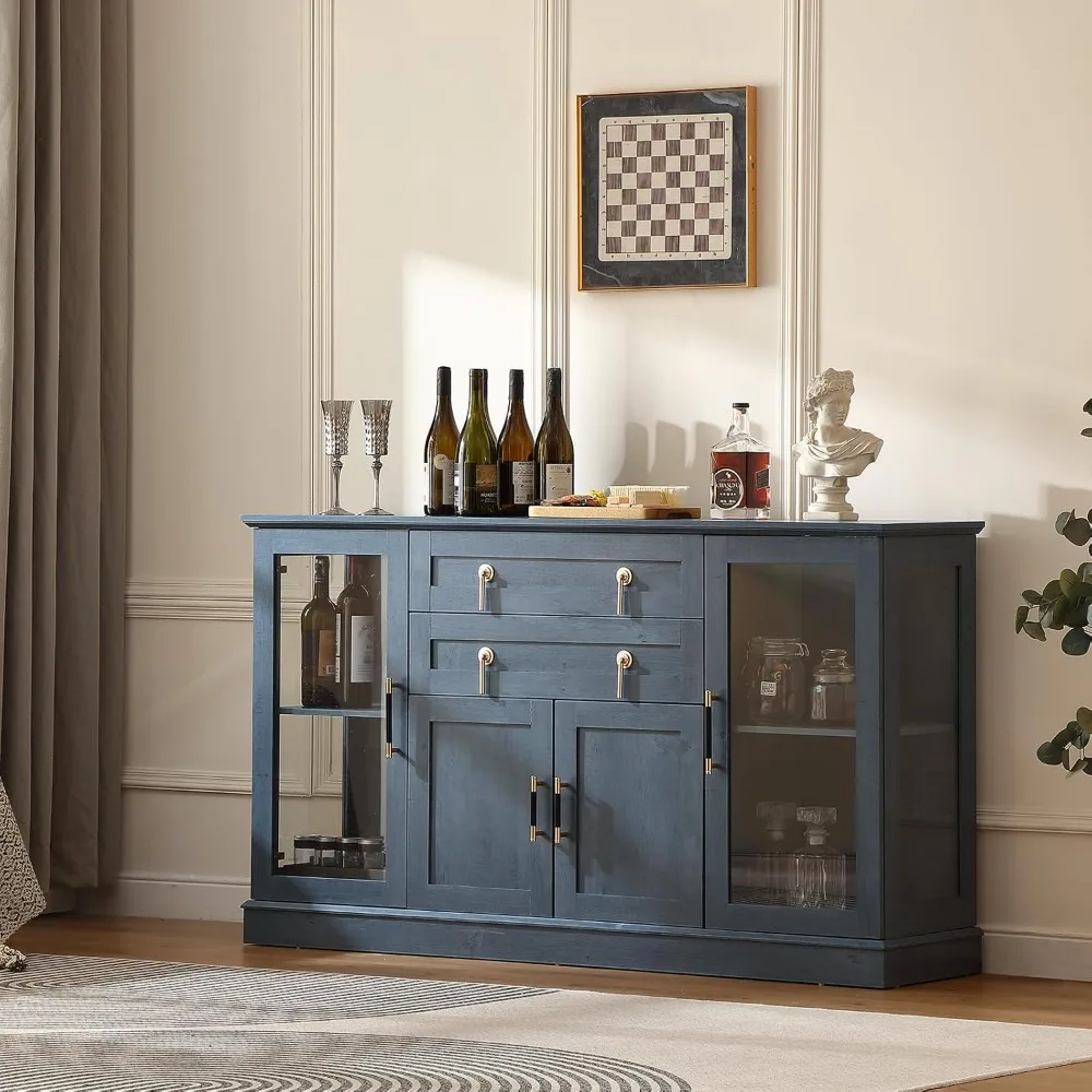 58.2'' Modern Sideboard with Storage, Accent Buffet Cabinet with 2 Glass Doors,Credenza with Two Drawers and Adjustable
58.2'' Modern Sideboard with Storage, Accent Buffet Cabinet with 2 Glass Doors,Credenza with Two Drawers and Adjustable