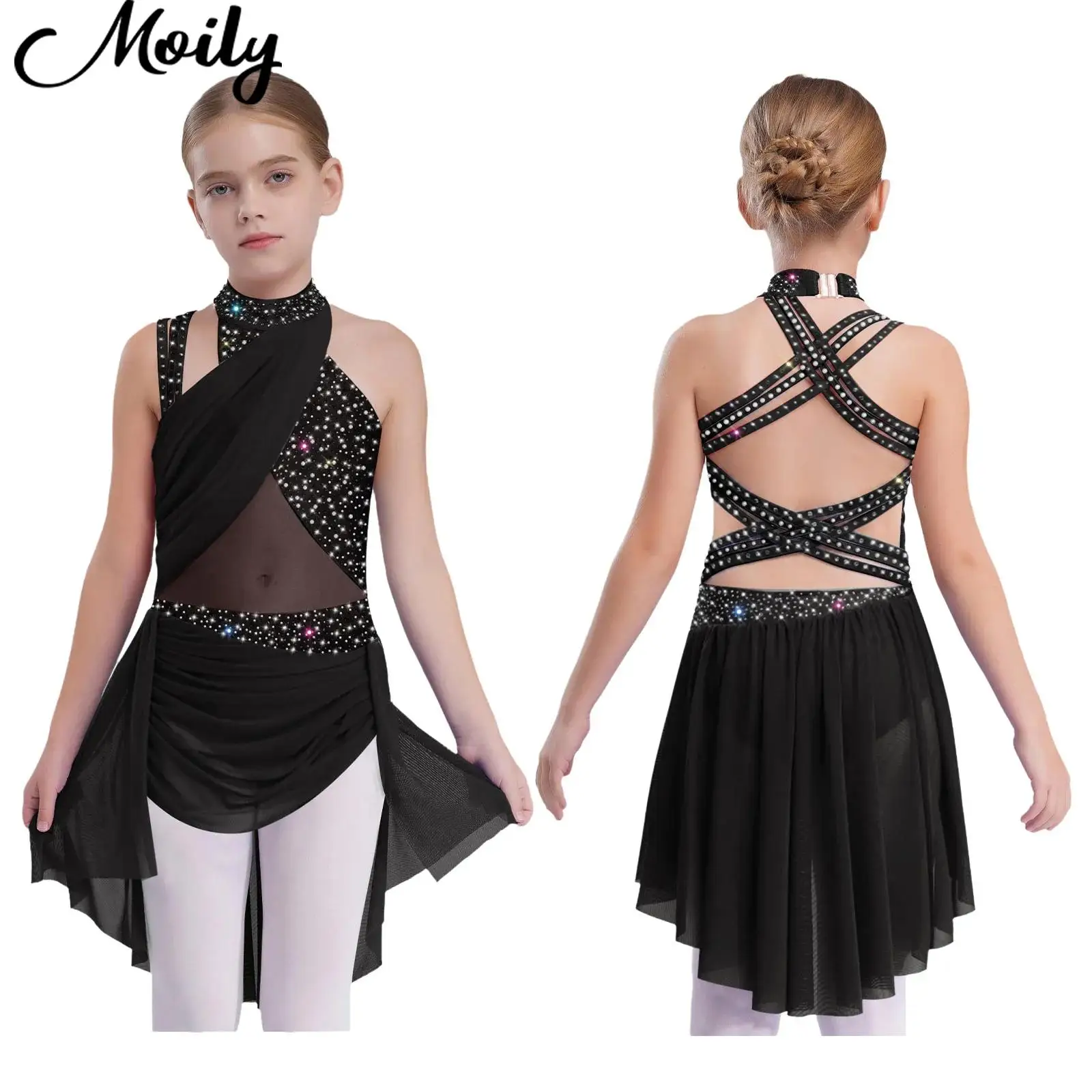 Kids Girls Ballet Gymnastics Leotard Rhinestones Sleeveless Crisscross Strappy Back Dresses Lyrical Modern Skating Dance Clothes
Kids Girls Ballet Gymnastics Leotard Rhinestones Sleeveless Crisscross Strappy Back Dresses Lyrical Modern Skating Dance Clothes