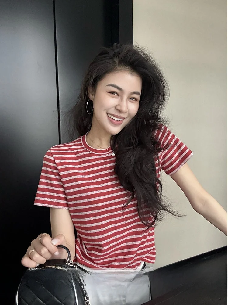 Zhang a Xing Casual Stripe T Shirt Color Block White Red Five-Quarter Pants Women's Fashion Set Spring Season Breathable Shor...
Zhang a Xing Casual Stripe T Shirt Color Block White Red Five-Quarter Pants Women's Fashion Set Spring Season Breathable Shor...