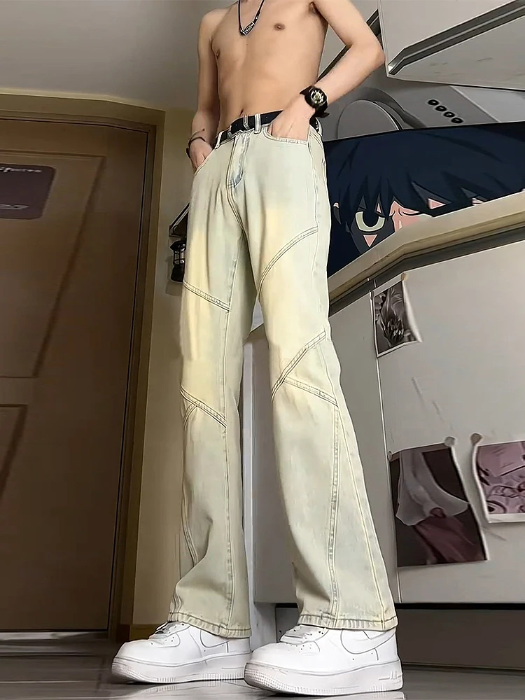 High Waist Slim Fit Straight Leg Jeans Men's Trousers Yellow Clay Dye Splicing Vintage American Style High Street Jeans
High Waist Slim Fit Straight Leg Jeans Men's Trousers Yellow Clay Dye Splicing Vintage American Style High Street Jeans
