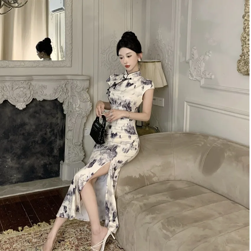 New Chinese Sle Slimming Waist Qipao Dr Stand Collar Open Flag Robe Mid-Length Gown ort Sve Everyday Wear
New Chinese Sle Slimming Waist Qipao Dr Stand Collar Open Flag Robe Mid-Length Gown ort Sve Everyday Wear