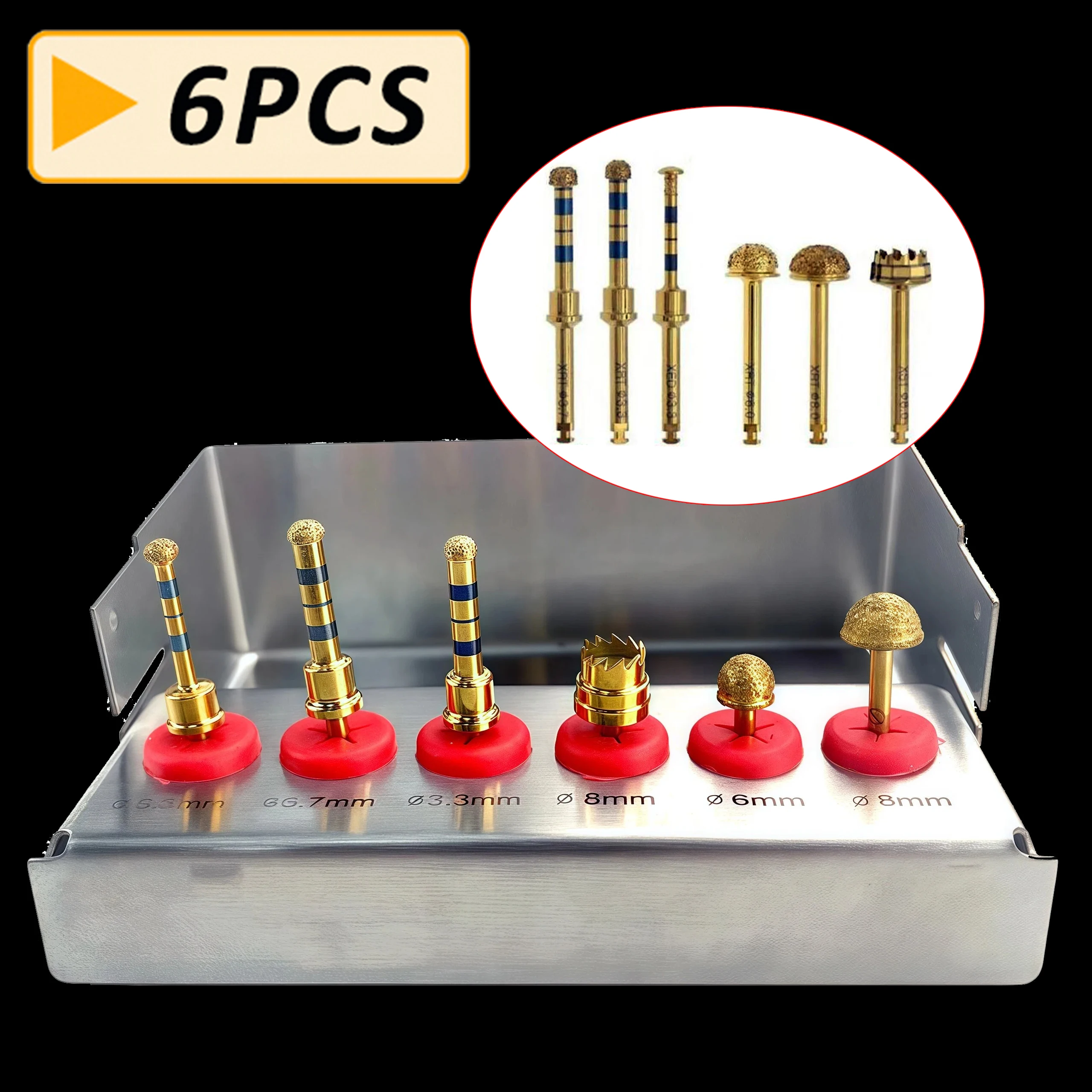 Набор сверл для подъема зубного имплантата, 6 шт./компл., стоматологический инструмент, боковая развертка с алмазным покрытием, сверла для костей, инструмент для зубного имплантата
Набор сверл для подъема зубного имплантата, 6 шт./компл., стоматологический инструмент, боковая развертка с алмазным покрытием, сверла для костей, инструмент для зубного имплантата