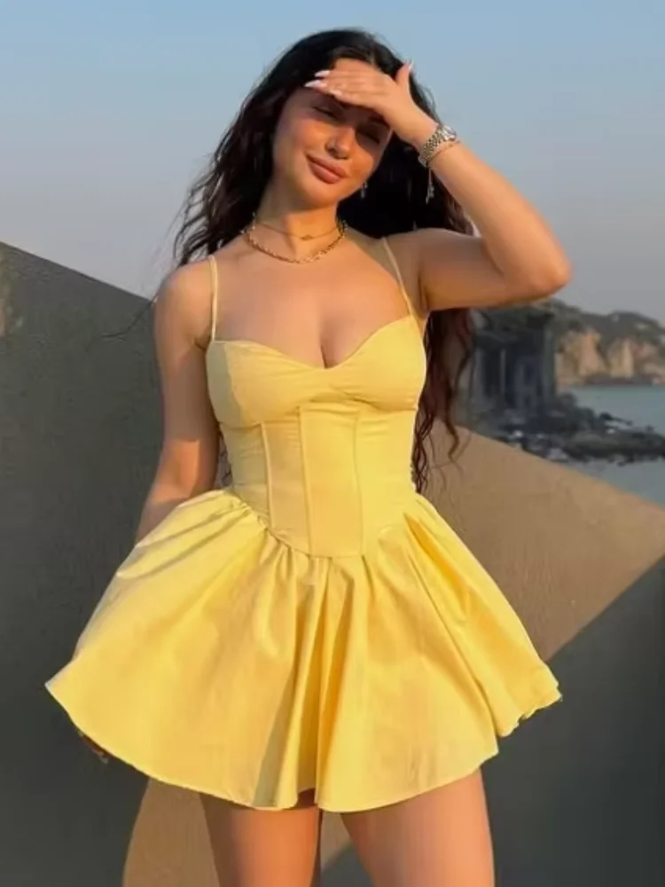 Women's Yellow Summer Mini Dress Chic Sleeveless Off Shoulder Pleated Bodycon A-line Dresses Elegant Vacation Robes 2026 Lady
Women's Yellow Summer Mini Dress Chic Sleeveless Off Shoulder Pleated Bodycon A-line Dresses Elegant Vacation Robes 2026 Lady