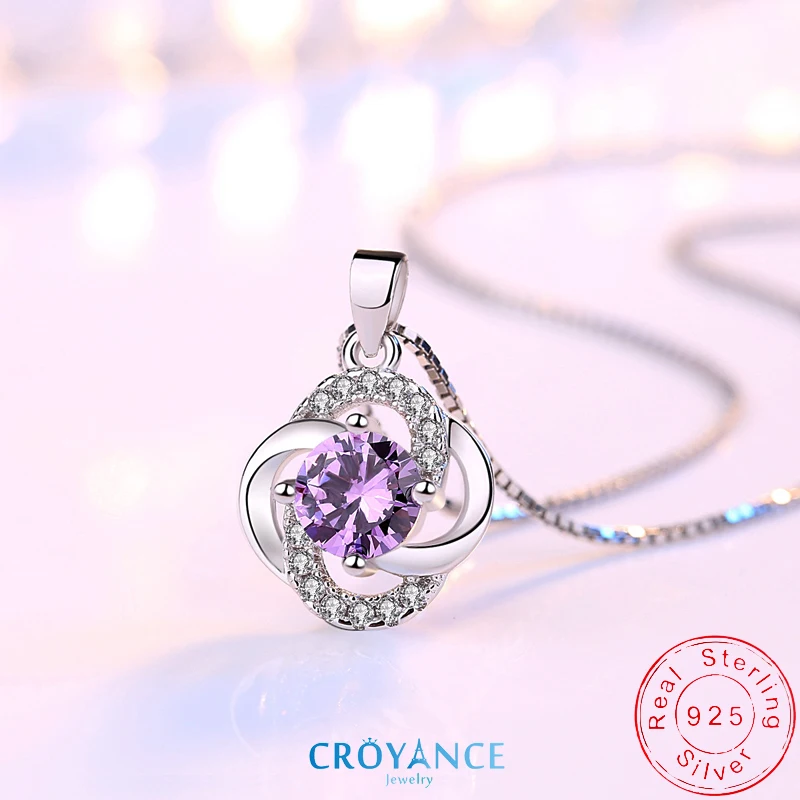 925 Sterling Silver Jewelry Fine Purple Flowers Zircon Pendant Necklace Women Anniversary Gift Lucky Four Clover CZ Charm Choker
925 Sterling Silver Jewelry Fine Purple Flowers Zircon Pendant Necklace Women Anniversary Gift Lucky Four Clover CZ Charm Choker