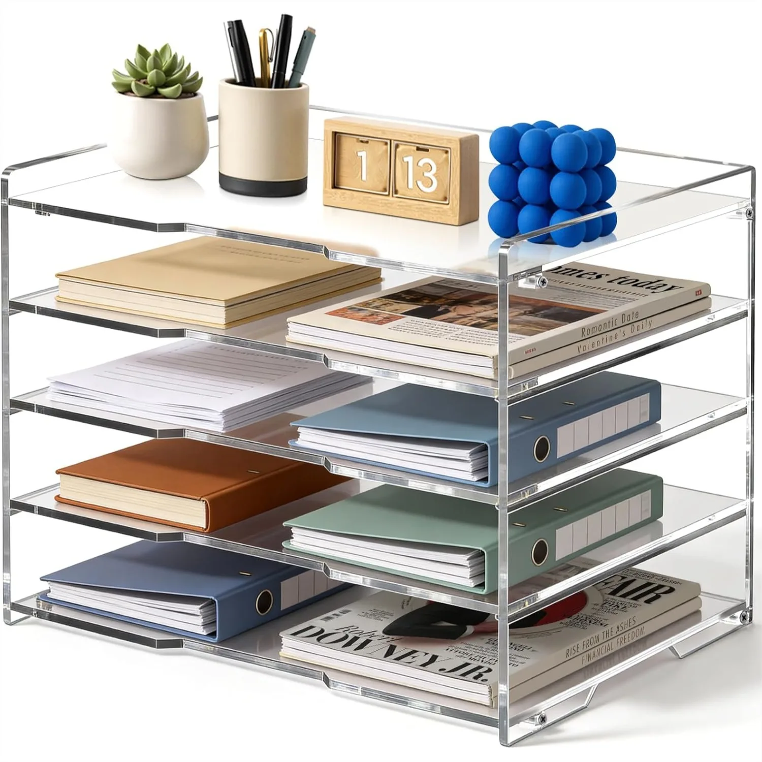 5 Tier Acrylic Desk Organizer, Clear Paper File Folder Holder Letter Tray for Office Home School, Large Capacity Document Sorter
5 Tier Acrylic Desk Organizer, Clear Paper File Folder Holder Letter Tray for Office Home School, Large Capacity Document Sorter